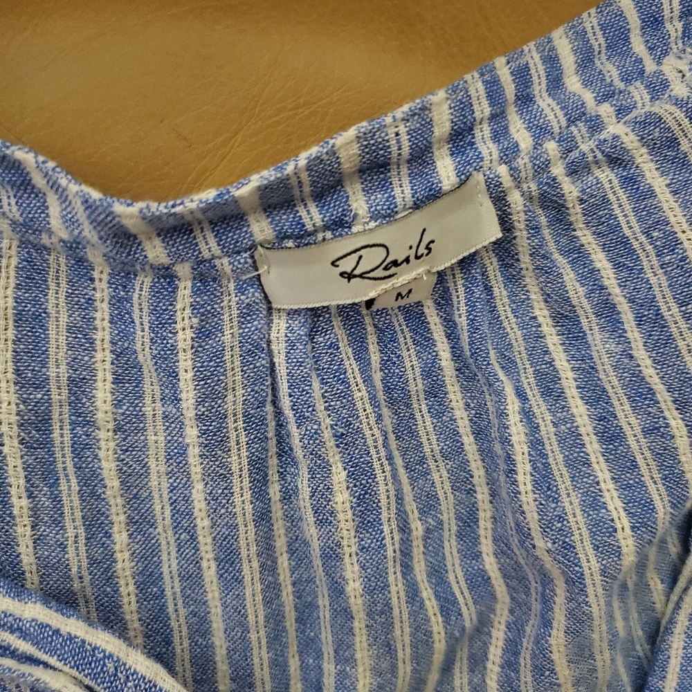 Rails Jasmine Dress In Azure Stripe Medium Euc - image 2